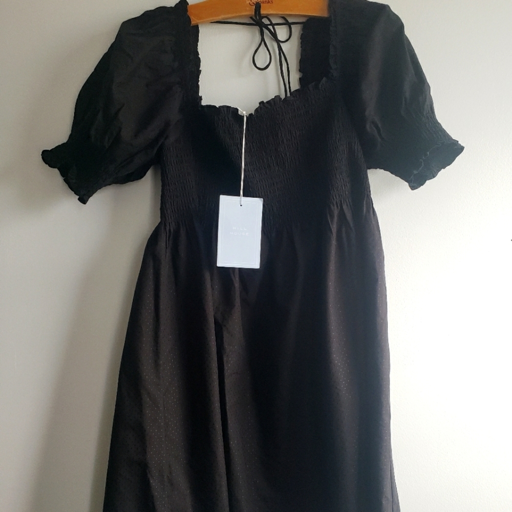 Hill House Nap Dress- Athena, Black Dot, sz L NWT